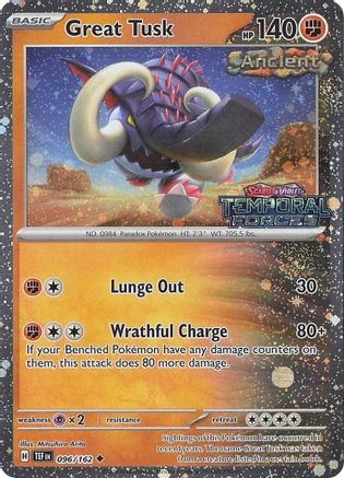 Image of Great Tusk (Temporal Forces Stamped) 096/162  - Holofoil Miscellaneous Cards & Products - Uncommon