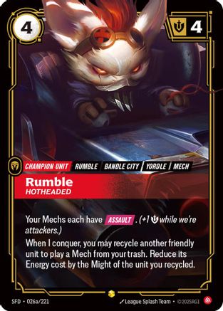 Image of Rumble - Hotheaded (Alternate Art) (026a/221) - Spiritforged Foil