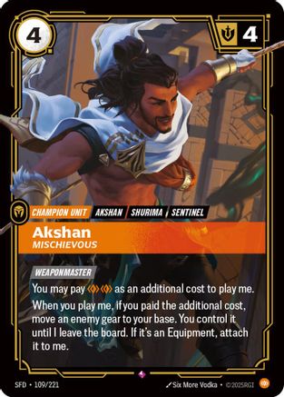 Image of Akshan - Mischievous (109/221) - Spiritforged Foil