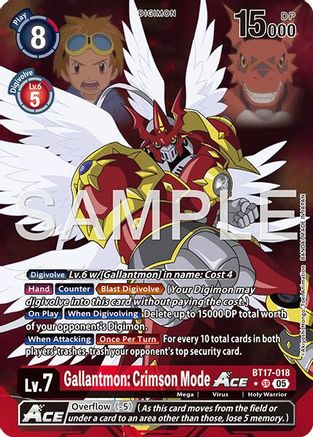 Image of Gallantmon: Crimson Mode ACE [BT17-018] (Alternate Art) [Advanced Booster Digimon Generation]