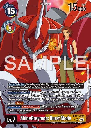 Image of ShineGreymon: Burst Mode [BT13-020] (Alternate Art) [Advanced Booster Digimon Generation]