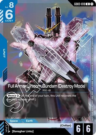 Image of Full Armor Unicorn Gundam (Destroy Mode) (Store Tournament Participant Pack 03) (GD03-010) - Gundam Promotional Cards Holofoil