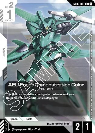Image of AEU Enact Demonstration Color (Store Tournament Participant Pack 03) (GD03-081) - Gundam Promotional Cards Holofoil