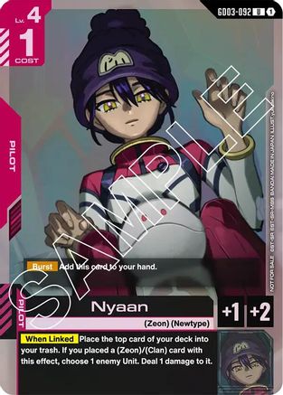 Image of Nyaan (Store Tournament Participant Pack 03) (GD03-092) - Gundam Promotional Cards Holofoil