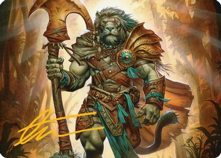 Image of Ajani, Outland Chaperone Art Card (Gold-Stamped Signature) [Lorwyn Eclipsed Art Series]