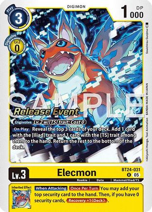Image of Elecmon [BT24-031] [Time Stranger Release Events Cards]