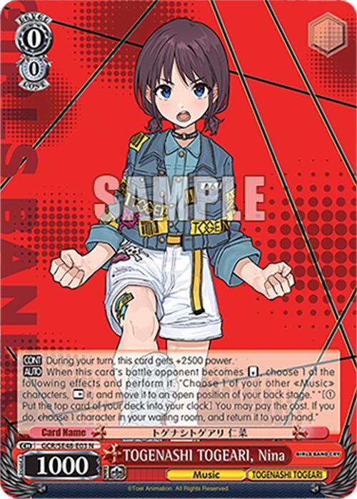 Image of TOGENASHI TOGEARI, Nina (GCR/SE48-E03 N) [Girls Band Cry Premium Booster]