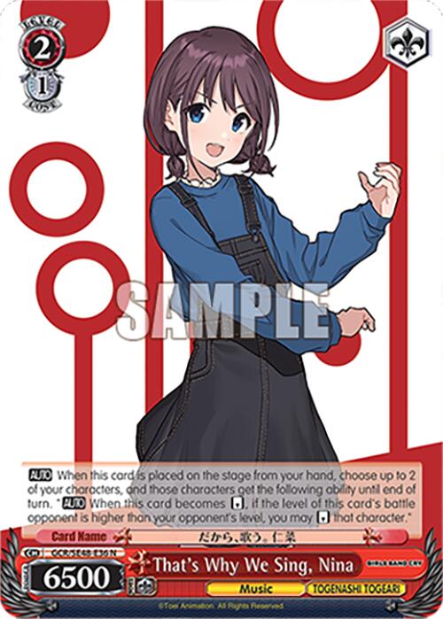 Image of That's Why We Sing, Nina (GCR/SE48-E36 N) [Girls Band Cry Premium Booster]