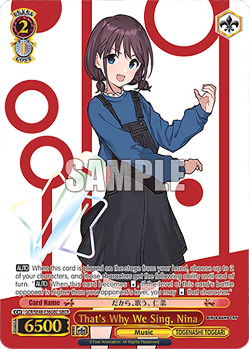 Image of That's Why We Sing, Nina (GCR/SE48-E36GBC GBCR) [Girls Band Cry Premium Booster]