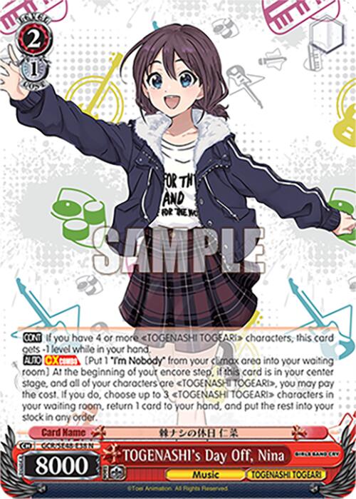 Image of TOGENASHI's Day Off, Nina (GCR/SE48-E38 N) [Girls Band Cry Premium Booster]