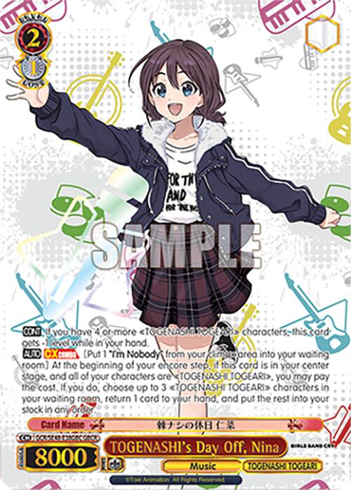 Image of TOGENASHI's Day Off, Nina (GCR/SE48-E38GBC GBCR) [Girls Band Cry Premium Booster]