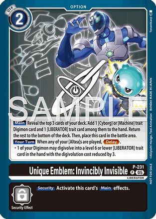 Image of Unique Emblem: Invincibly Invisible (Dawn of Liberator Box Topper) (P) - Digimon Promotion Cards Foil