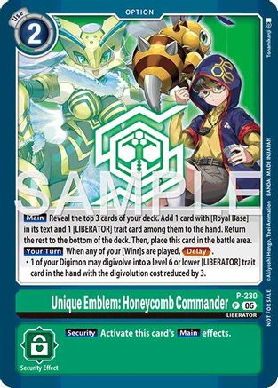 Image of Unique Emblem: Honeycomb Commander (Dawn of Liberator Box Topper) (P-230) - Digimon Promotion Cards Foil
