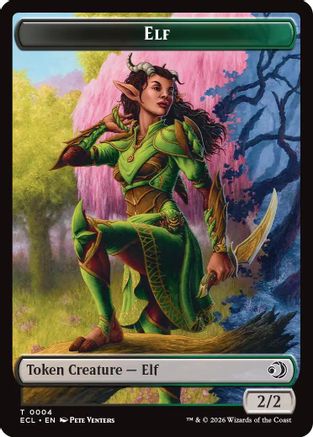 Image of Elf // Kithkin (0007) Double-Sided Token [Lorwyn Eclipsed Tokens]