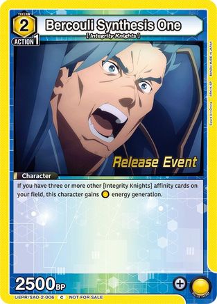 Image of Bercouli Synthesis One (UEPR/SAO-2-006) - UEX06BT Sword Art Online Vol2 Release Event Cards