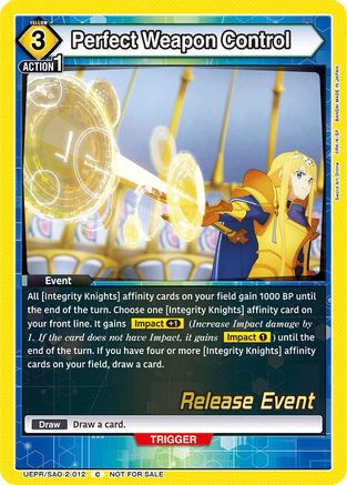 Image of Perfect Weapon Control (UEPR/SAO-2-012) - UEX06BT Sword Art Online Vol2 Release Event Cards