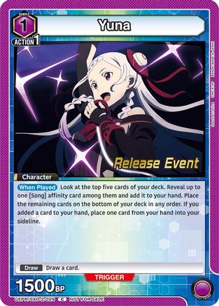 Image of Yuna (029) (UEPR/SAO-2-029) - UEX06BT Sword Art Online Vol2 Release Event Cards