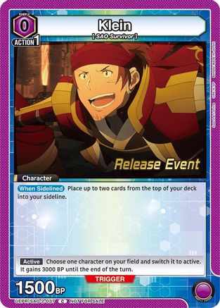 Image of Klein (037) (UEPR/SAO-2-037) - UEX06BT Sword Art Online Vol2 Release Event Cards