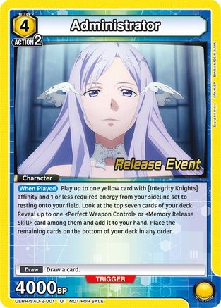 Image of Administrator (UEPR/SAO-2-001) - UEX06BT Sword Art Online Vol2 Release Event Cards