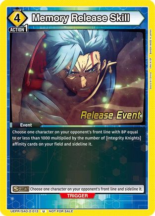 Image of Memory Release Skill (UEPR/SAO-2-013) - UEX06BT Sword Art Online Vol2 Release Event Cards