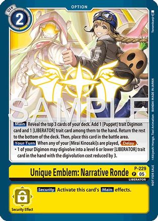 Image of Unique Emblem: Narrative Ronde (Dawn of Liberator Box Topper) (P-229) - Digimon Promotion Cards Foil