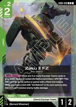 Image of Zaku II FZ (GD03 Release Event) (GD03-020) - Gundam Promotional Cards Holofoil