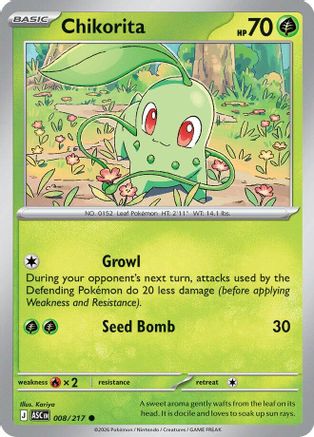 Image of Chikorita 008  - Reverse Holofoil ME Ascended Heroes - Common