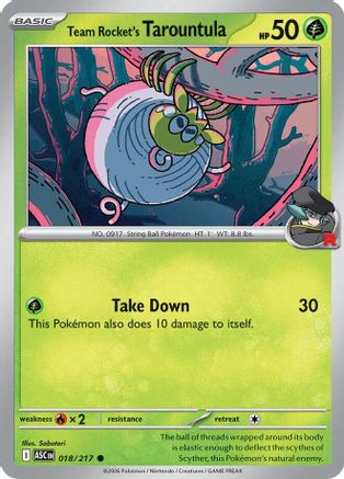 Image of Team Rocket's Tarountula 018  - Reverse Holofoil ME Ascended Heroes - Common