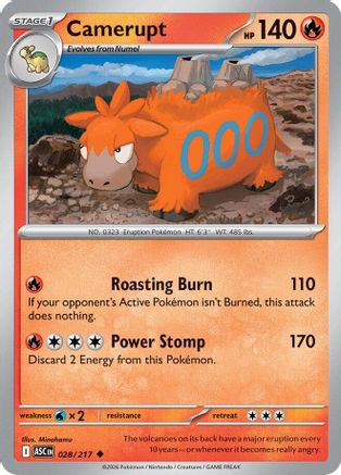 Image of Camerupt 028  - Reverse Holofoil ME Ascended Heroes - Uncommon