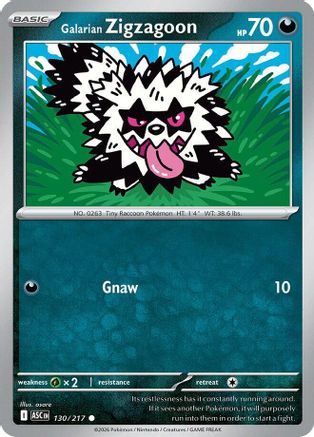 Image of Galarian Zigzagoon 130  - Reverse Holofoil ME Ascended Heroes - Common