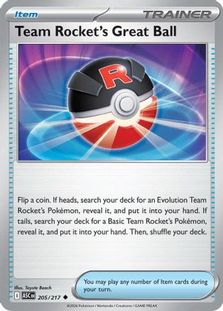 Image of Team Rocket's Great Ball 205  - Reverse Holofoil ME Ascended Heroes - Uncommon