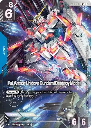 Image of Full Armor Unicorn Gundam (Destroy Mode) (R+) (GD03-010) - Steel Requiem Holofoil