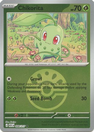 Image of Chikorita (008/217) (Friend Ball) [Mega Evolution: Ascended Heroes]