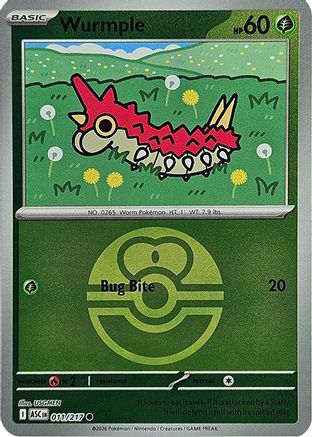 Image of Wurmple (011/217) (Love Ball) [Mega Evolution: Ascended Heroes]