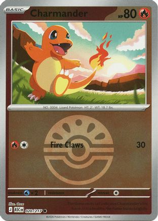 Image of Charmander (020/217) (Quick Ball) [Mega Evolution: Ascended Heroes]
