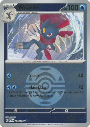 Image of Weavile (045/217) (Dusk Ball) [Mega Evolution: Ascended Heroes]