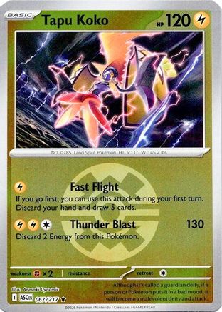 Image of Tapu Koko (067/217) (Quick Ball) [Mega Evolution: Ascended Heroes]