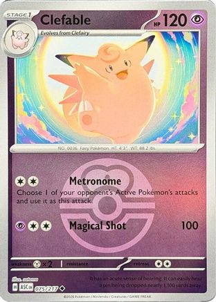 Image of Clefable (075/217) (Love Ball) [Mega Evolution: Ascended Heroes]