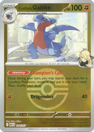 Image of Cynthia's Gabite (110/217) (Poke Ball) [Mega Evolution: Ascended Heroes]