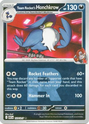 Image of Team Rocket's Honchkrow (127/217) (Team Rocket) [Mega Evolution: Ascended Heroes]
