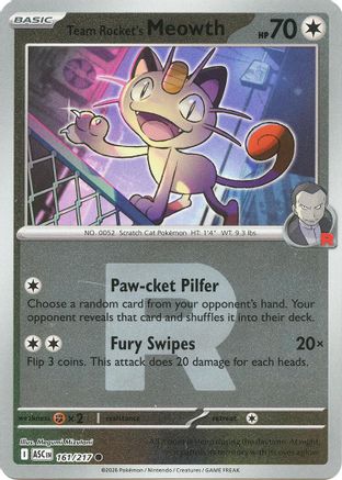 Image of Team Rocket's Meowth (161/217) (Team Rocket) [Mega Evolution: Ascended Heroes]