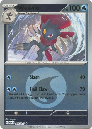 Image of Weavile (045/217) (Energy Symbol Pattern) [Mega Evolution: Ascended Heroes]