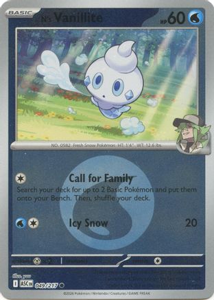 Image of N's Vanillite (049/217) (Energy Symbol Pattern) [Mega Evolution: Ascended Heroes]
