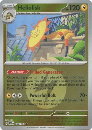 Image of Heliolisk (064/217) (Energy Symbol Pattern) [Mega Evolution: Ascended Heroes]