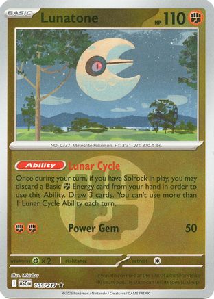 Image of Lunatone (105/217) (Energy Symbol Pattern) [Mega Evolution: Ascended Heroes]
