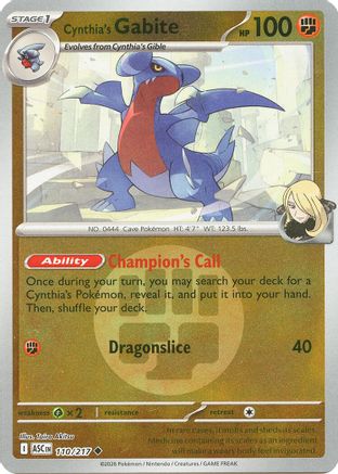 Image of Cynthia's Gabite (110/217) (Energy Symbol Pattern) [Mega Evolution: Ascended Heroes]