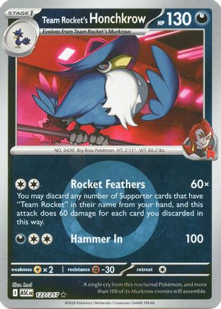 Image of Team Rocket's Honchkrow (127/217) (Energy Symbol Pattern) [Mega Evolution: Ascended Heroes]