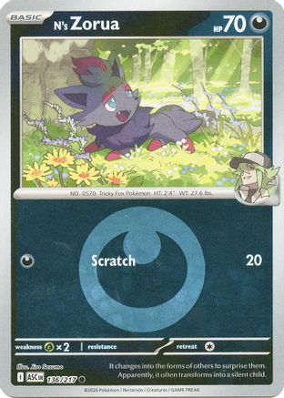 Image of N's Zorua (136/217) (Energy Symbol Pattern) [Mega Evolution: Ascended Heroes]