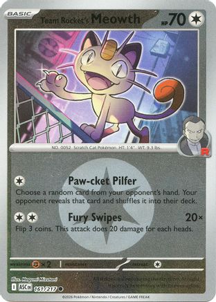 Image of Team Rocket's Meowth (161/217) (Energy Symbol Pattern) [Mega Evolution: Ascended Heroes]