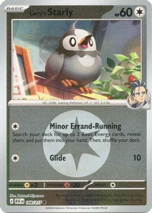 Image of Larry's Starly (168/217) (Energy Symbol Pattern) [Mega Evolution: Ascended Heroes]